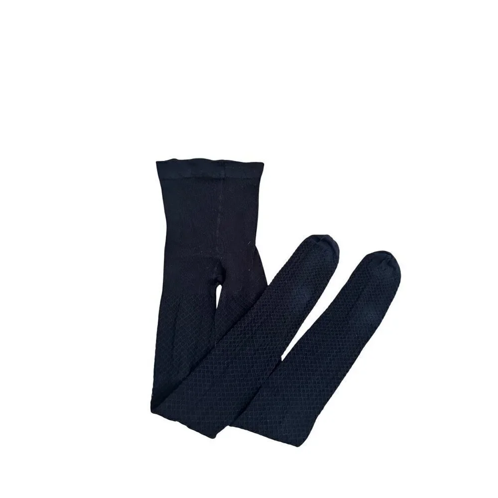 H&M Girls Black Textured Tights Size 12-14A